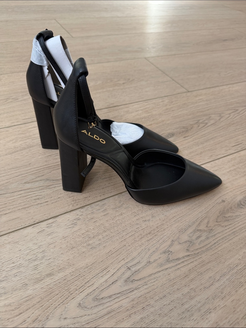 ALDO Black Pointed D'Orsay Block Heel Pumps